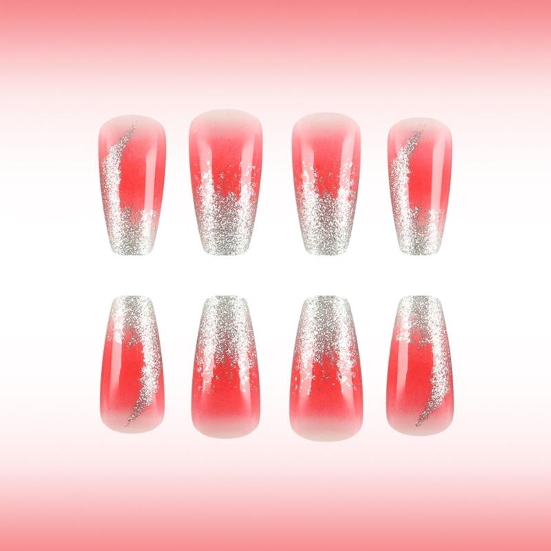 Press on Nail Ballerinas Coffin Fake Nail Designs Stick on Nail Full Cover False Nail Acrylic Glues on Nail for Womens