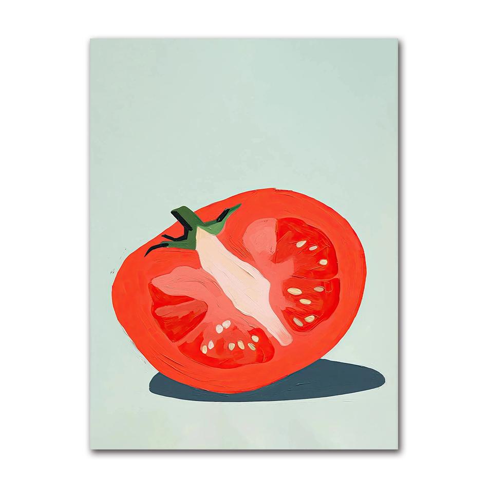 Minimalist Modern Abstract Fruit Poster Print Orange Peaches Strawberry Tomato Lemon Fig Canvas Painting Wall Art Home Decor