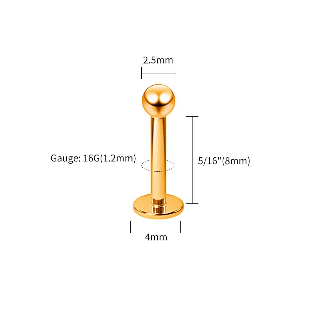 10pcs/lot Right Grand ASTM F136 Titanium Internal Threaded Labret Stud Body Piercing 3mm Ball Labret Monroe Lip Ring for Women