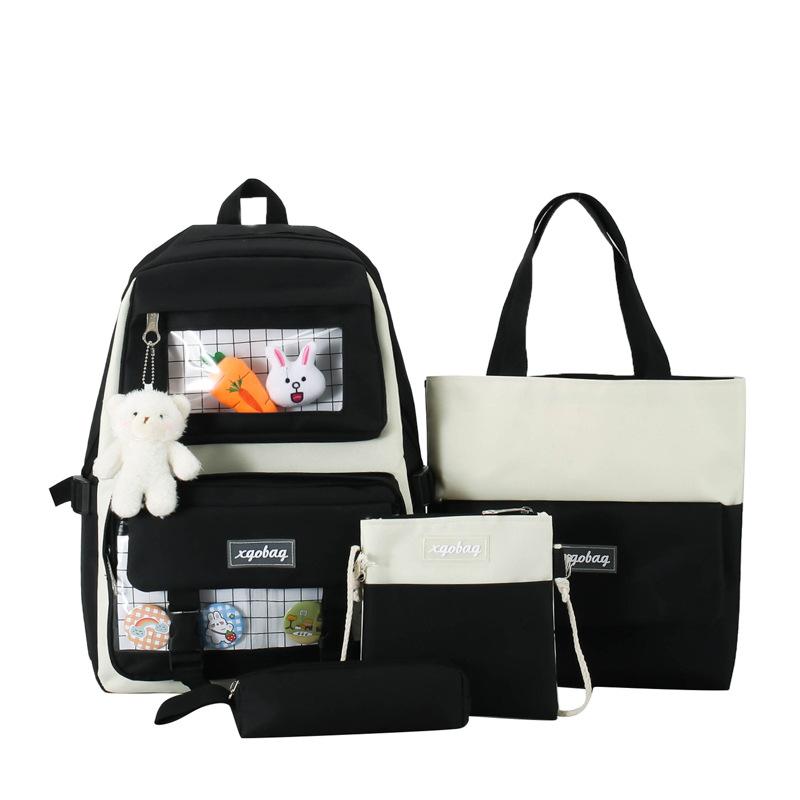 School Bag, Backpack, Four-piece Set for Junior High School Students, Backpack for Junior High School Students and Primary School Students