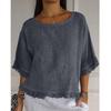 Women's Fashionable Loose Casual Round Neck Solid Color Shirt Top Solid Color Shirt Top