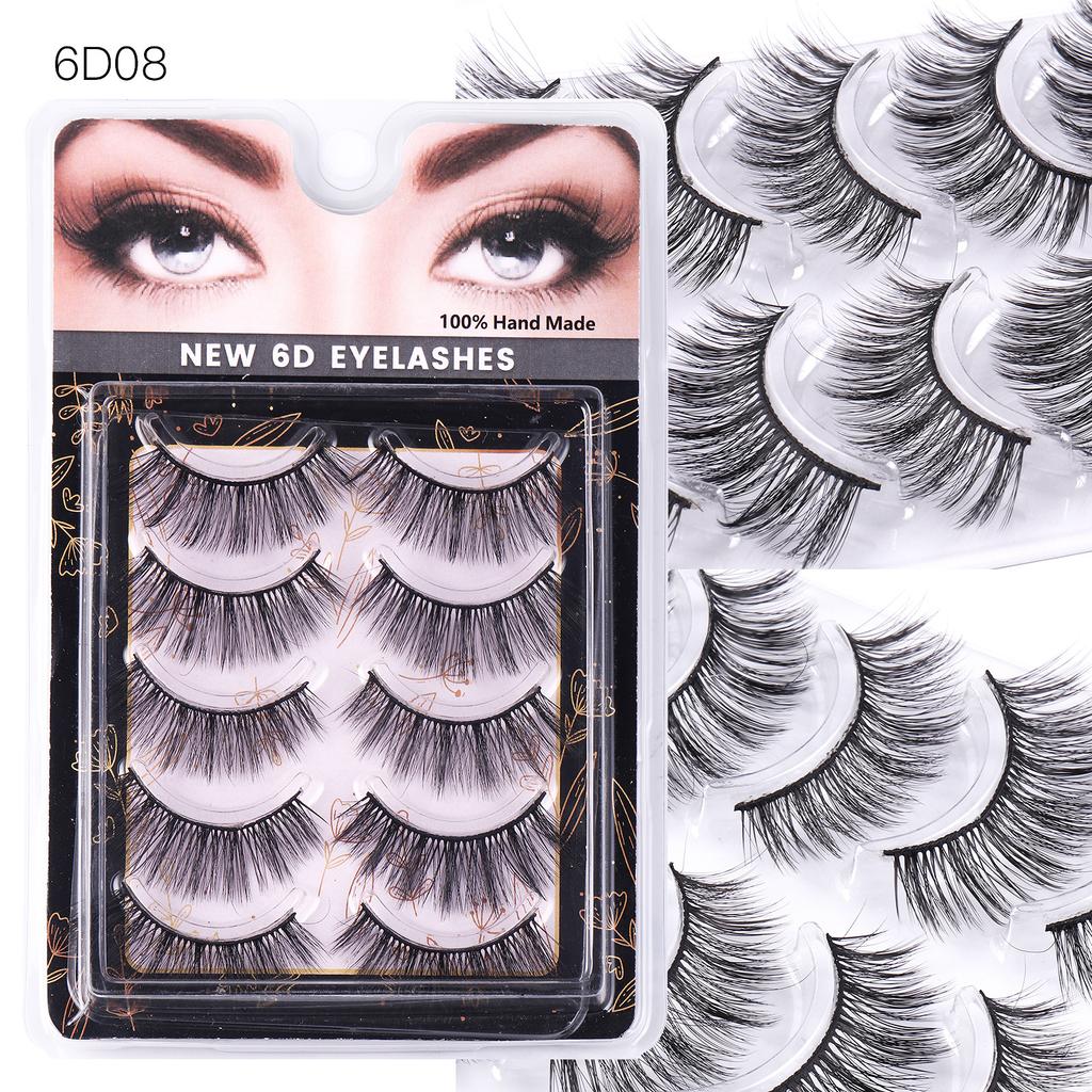 5 Pairs Of Eyelashes 6D Chemical Fiber Three-Dimensional Multi-Layer Crossed False Eyelashes Naturally Curl Eyelashes