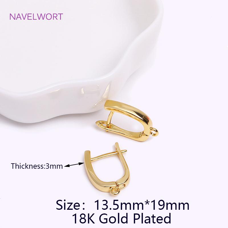 DIY Earring Making Accessories 18K Gold Plated Smooth Earring Hook Clasps Brass Metal Earwires Hooks,Jewelry Making Supplies