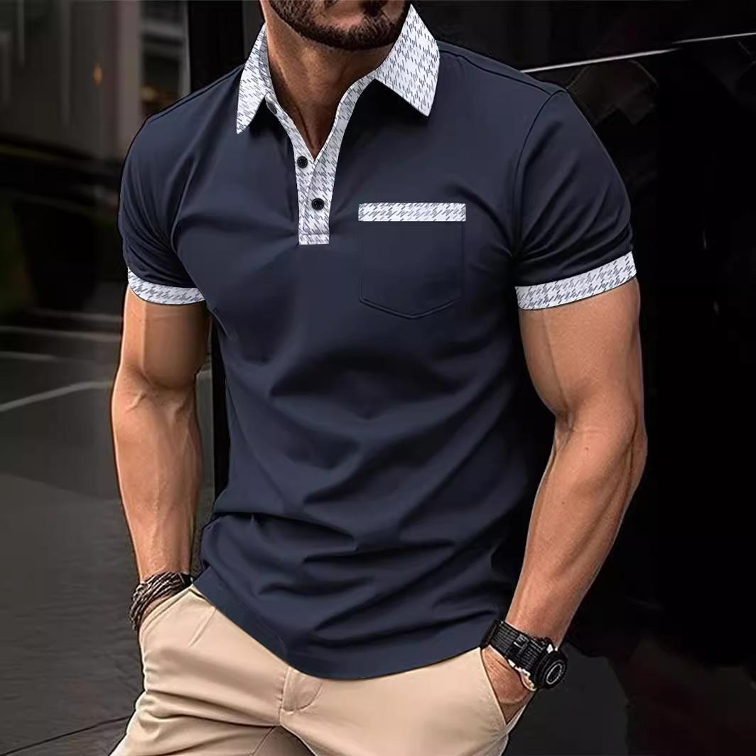 

Мужская рубашка-поло с лацканами в клетку и нагрудным карманом, спортивная одежда, однотонный топ, пляжная молодежная мода, мужские футболки с коротким рукавом L