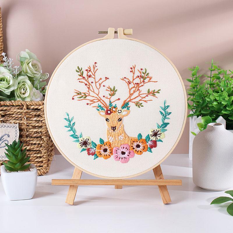 New Diy Handmade Embroidery Material Bag, Squirrel Owl Fox Cat Elk