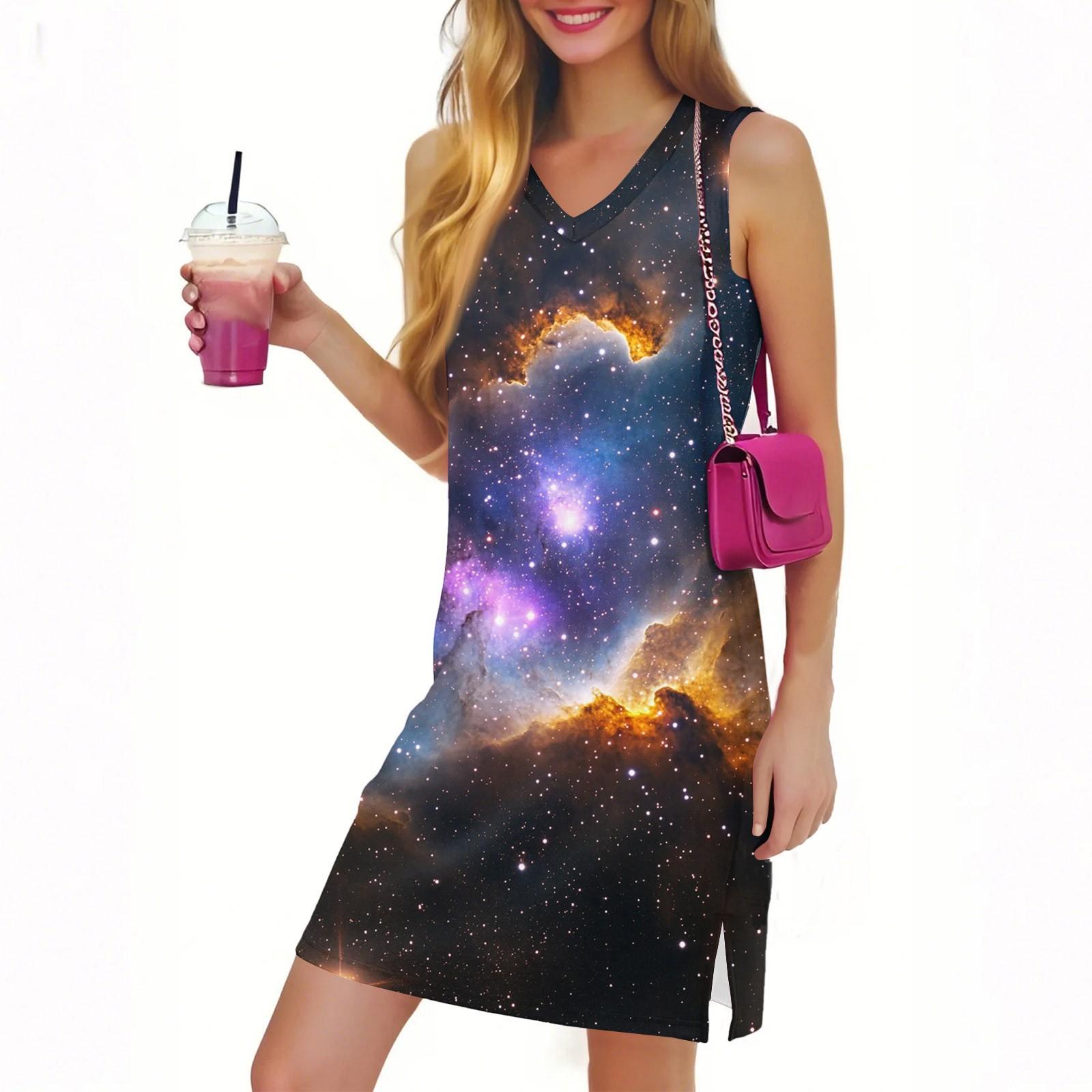 

Женское повседневное модное сексуальное платье без рукавов с V-образным вырезом и цветочным подолом M