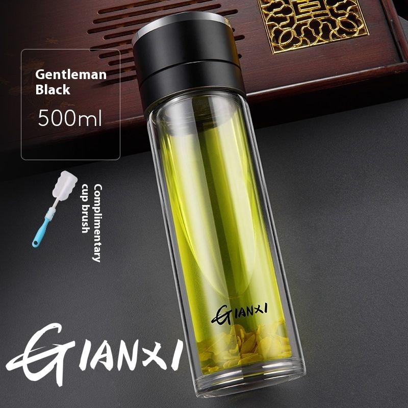 GIANXI One Button Open Lid High Temperature Tea Separation Cup men's Office Press Water Cup Tea Cup Quick Open Double Glass