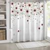 1pc Simple Fashion White Flower Pattern Printed Shower Curtain, Polyester Fabric with Hooks, Simple Style Window And Wall Bathtu