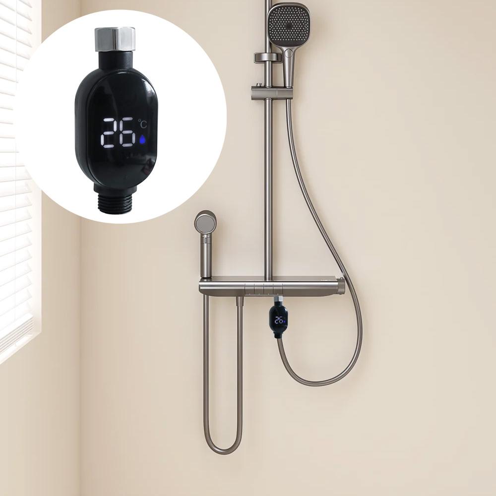 Přesné měření LED displej Teploměr Nerezový sprchový teploměr Instalace na baterii