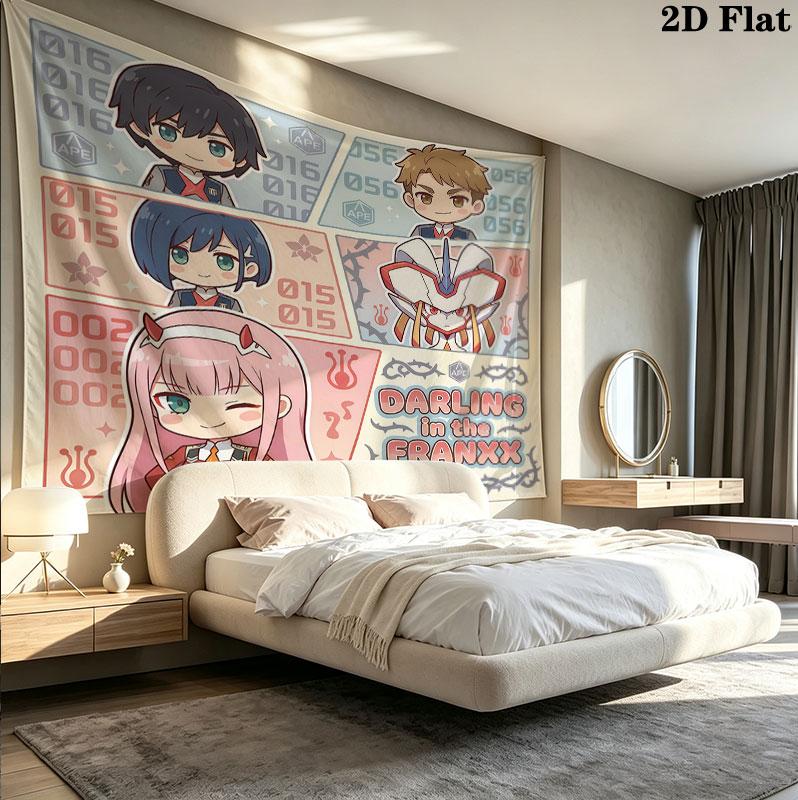 Franxx Wall Tapestry Aesthetic Wall Hanging Printed Fabric Blanket Decorative Tapestries For Bedroom Living Room Home Decor
