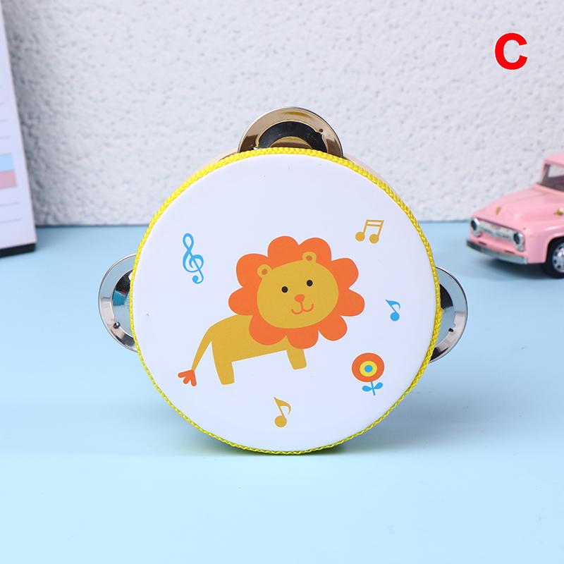 10CM Wooden Tambourine for Kids - Manual Percussion Hand Drum Educational Musical Instrument Game for Children