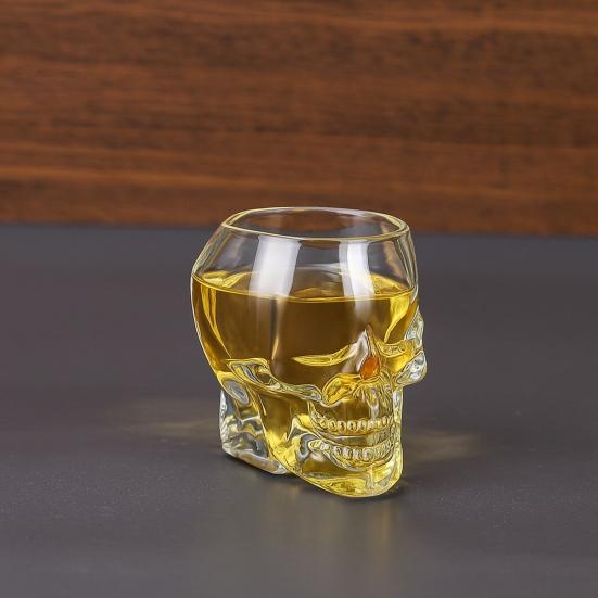 Skleněná karafka ve tvaru lebky, 3D gotická láhev na whisky se zátkou, Nový dávkovač likérů pro domácí bar, Halloweenský dárek
