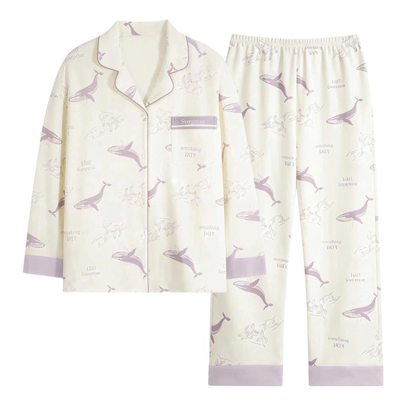 Imitation cotton pajamas women's sweet and cute women's spring and autumn long-sleeved trousers girls' loungewear