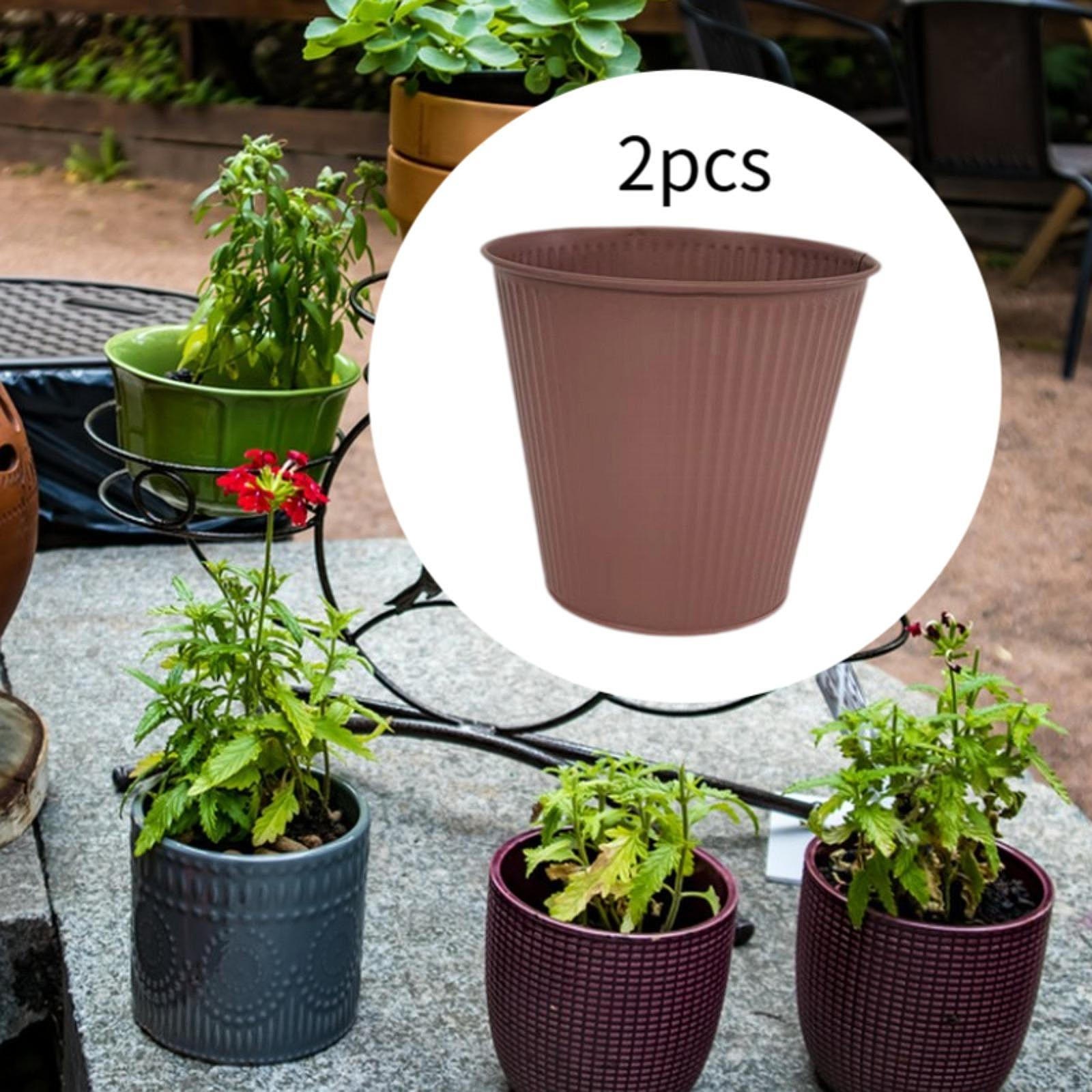 

2 шт. ведер для цветов, горшков, держателей для ручек, уличных горшков, контейнеров для кистей для макияжа для домашнего стола коричневый