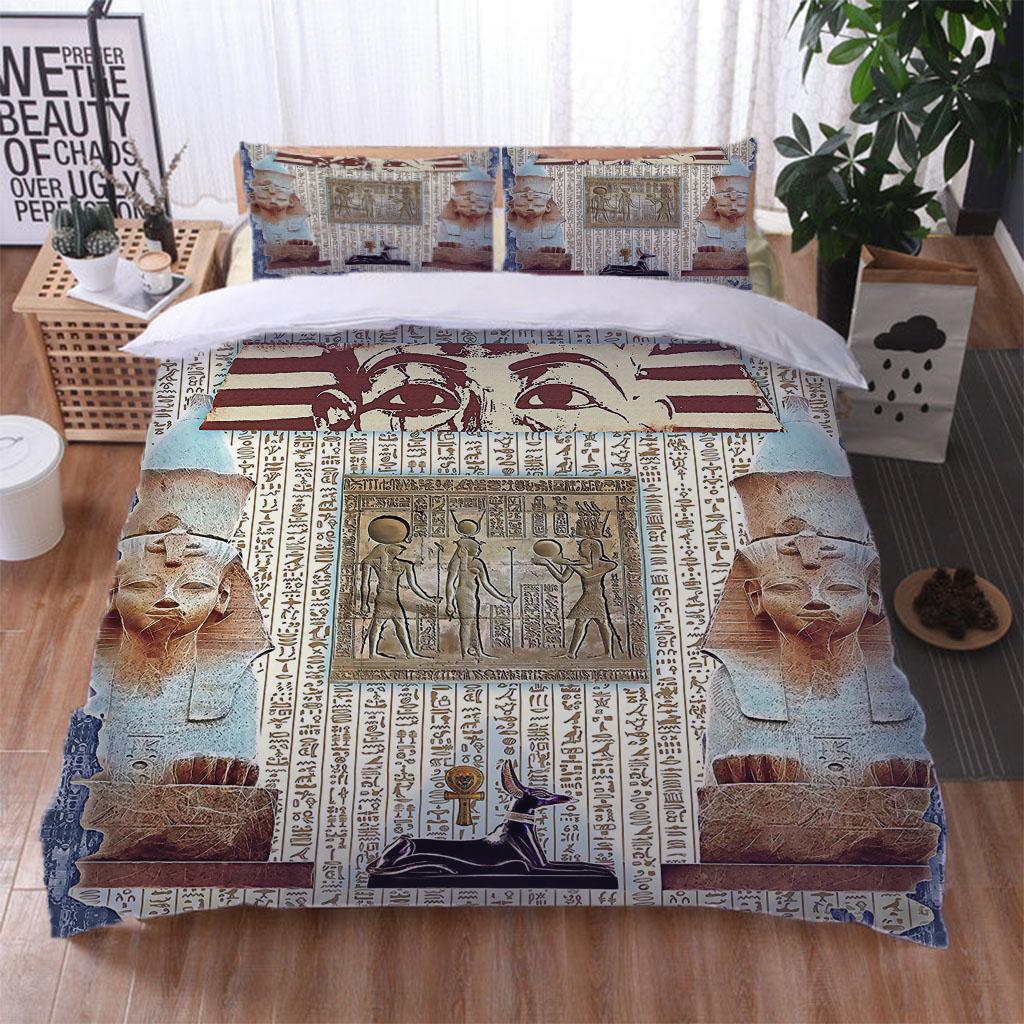 Einzelbett-Set 3D Altes Ägyptisches Muster Kinderdesign Bettwäschesets Einzel- Doppelbett Bettbezug-Set und 2 Stück Kissenbezug