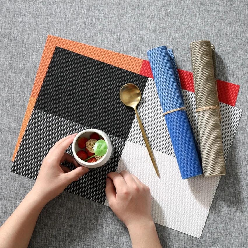 PVC Placemat Waterproof Easy Clean Table Mat Disc Pads Bowl Pad Coasters Table Cloth Slip-resistant for Dining Table Decoration