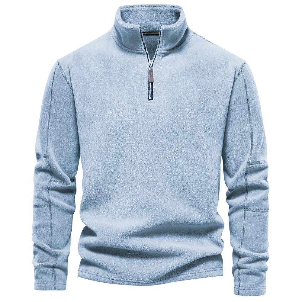 Men's Versatile Zip-Up Stand Collar Fleece Sweatshirt for Autumn/Winter