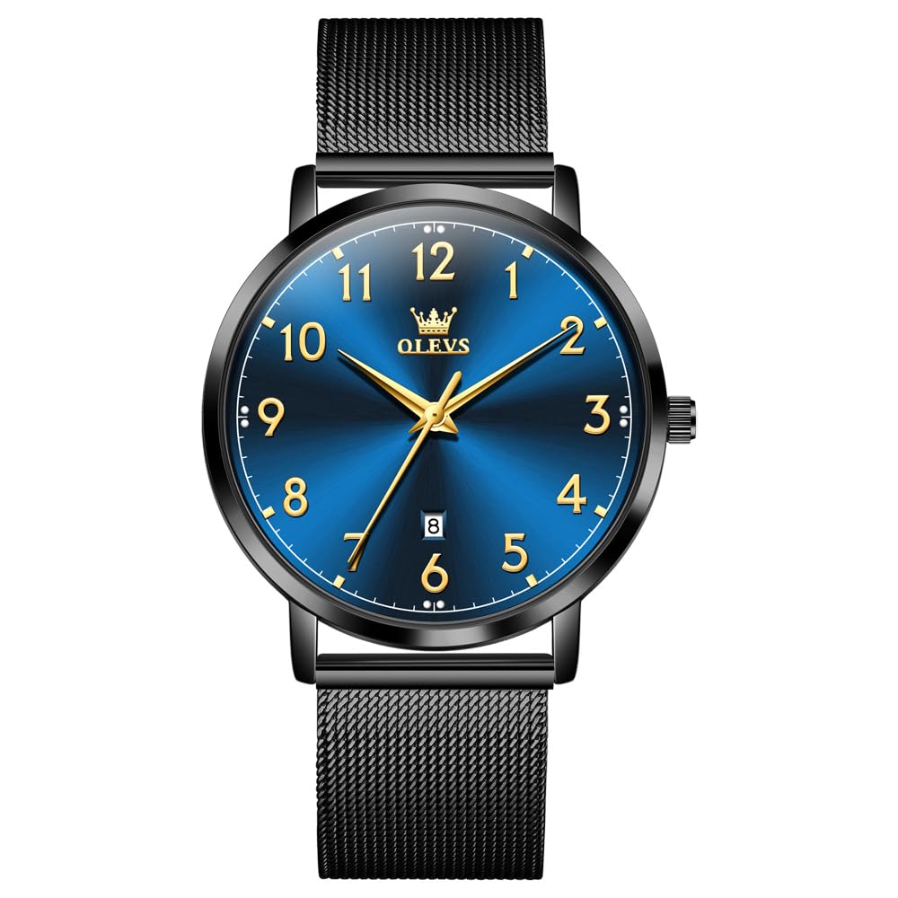 OLEVS Business Roman Numeral Waterproof Analog Date Perfect Gift for Men Men's Watch, Casual, Dial, & Luminous, Quartz, Display,