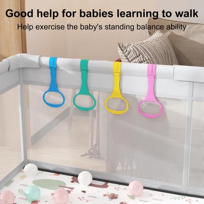 4Pcs Baby Pull Up Rings for Walking Exercises Easy Install Baby Gym Stand Up Assistant Rings Cute Baby Cot Hanging Rings