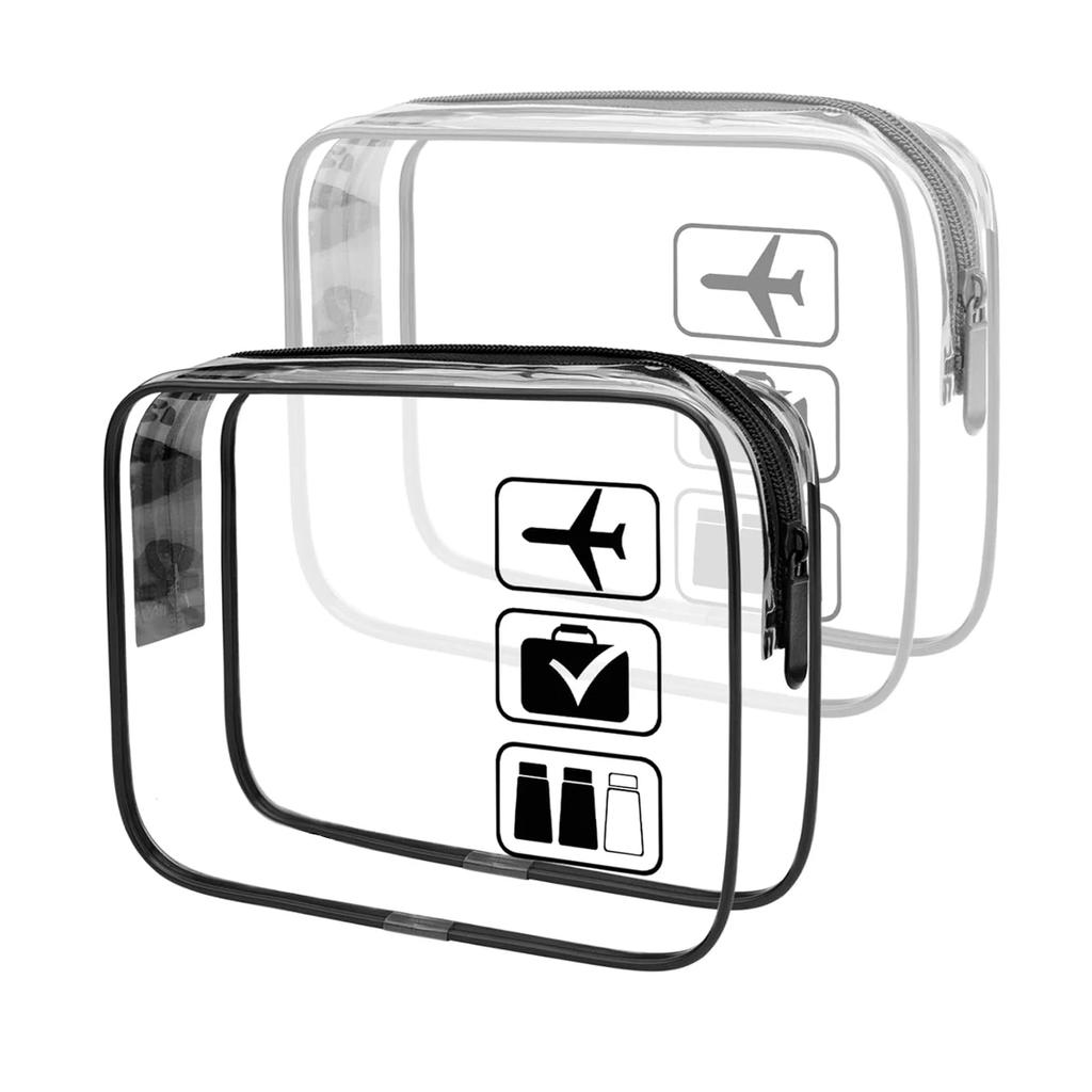 Clear Makeup Bag with Zippers Transparent Organizer Cosmetic Bags for Vacation Business Trip Airport Bathroom