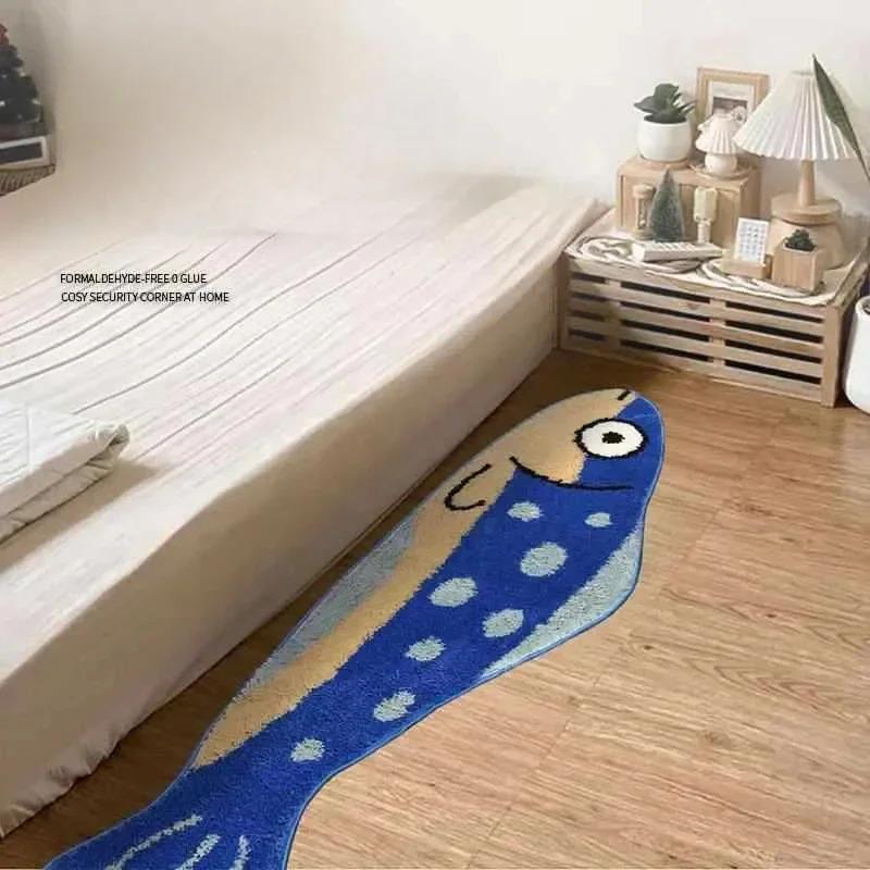 Creative Salted Fish Rug Warmth-Retaining, Non-Slip Entrance Hallway Doormat Bedside Rug for Bedroom Home Decor