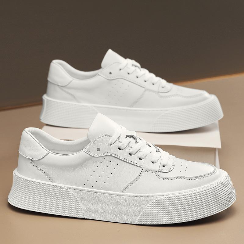 Men Vulcanized Shoes Autumn New Breathable Versatile Casual Leather Thick Soled Wear Resistant Thick Soled Sports Shoes for Men