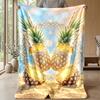 Peaches and Leaves Pattern Theme Blanket Lightweight Warm Flannel Blanket Decorative Throw Blanket for Home Decoration