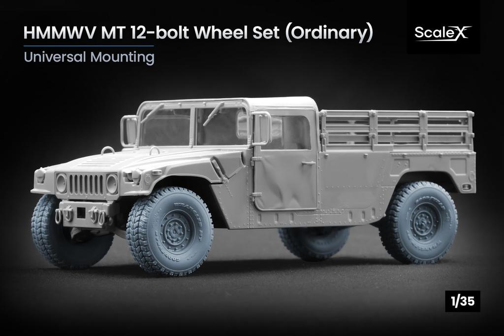 HMMWV MT Wheel Set of 5 Plastic Model SCXWM35004 Scale-X 1/35 Set, 12-Bolt Type, (for ICM/Academy Models), Parts, (Military Vehicles)