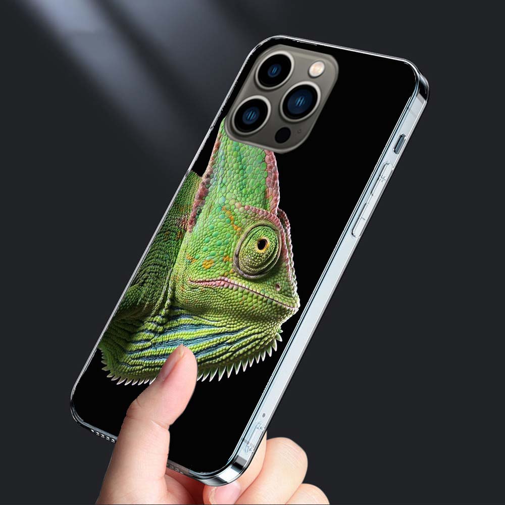 Chameleon Funny Wildlife Phone Case For Iphone 16E 15 Pro 14 Plus 17E 16 17 Pro Max Air 11 12 13 Mini Shockproof Capa Cute Co