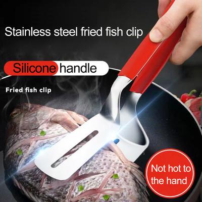Roestvrij Staal Voedselklem Geperforeerd Anti-verbranding Antislip Rubberen Handvat Multifunctioneel Steak