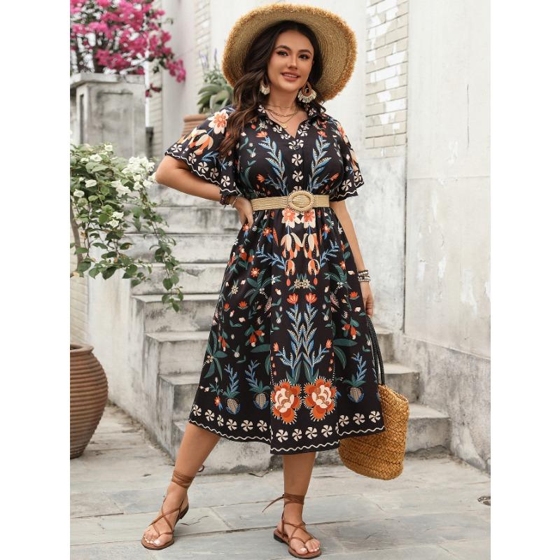 

Женское повседневное платье с принтом весна/лето Pomishia, контрастное по цвету, с V-образным вырезом, высокой талией, утягивающее, с короткими рукавами 4XL чёрный