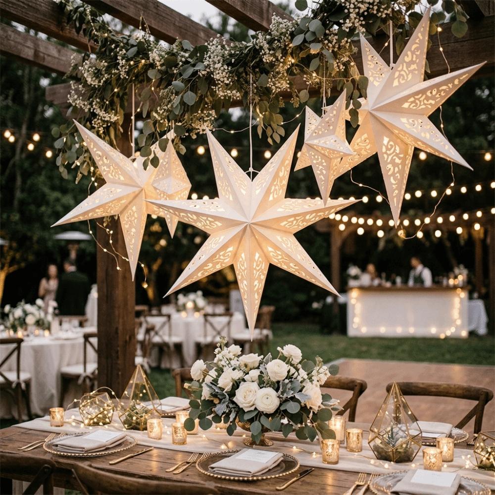 Hollow Out Christmas Hanging Decoration DIY Christmas Tree Ornament Paper Star Pendant Christmas