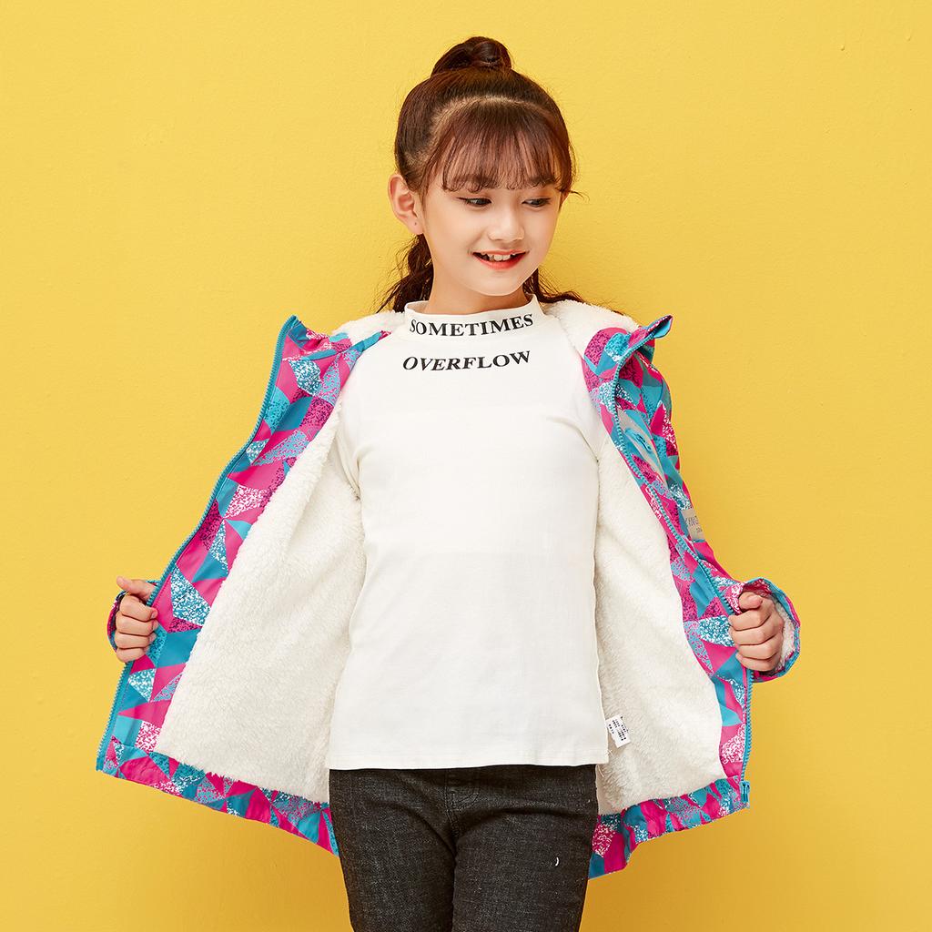 Girls' red velvet casual jacket