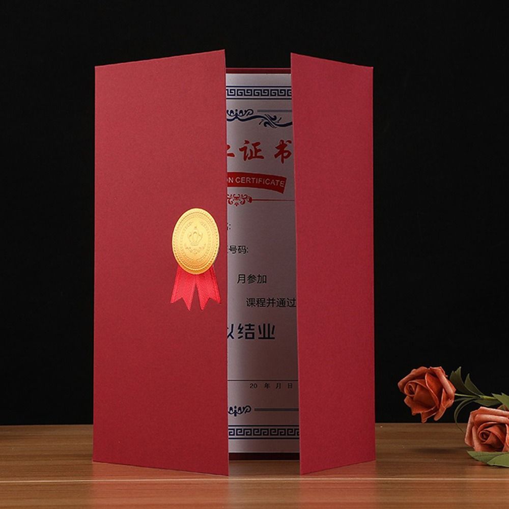 Abschluss A4 Urkundenhalter Dreifach-Seiten-Papierumschlag Dokumentenmappe Vergoldungsprozess Exquisite Diplomhülle