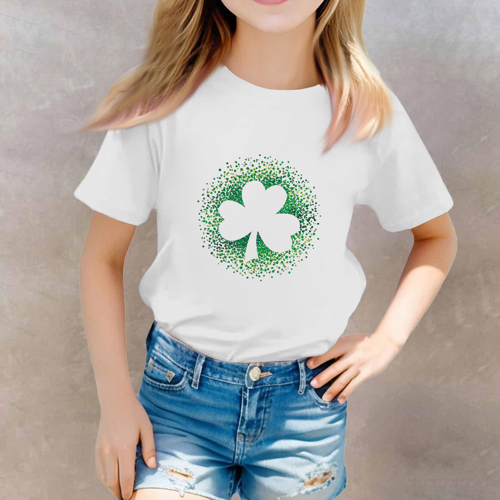 

St. Patrick s Day Toddler Girl Boy T-Shirts Kids Top Boys And Girls Printed Short Sleeved T-shirt 130 білий