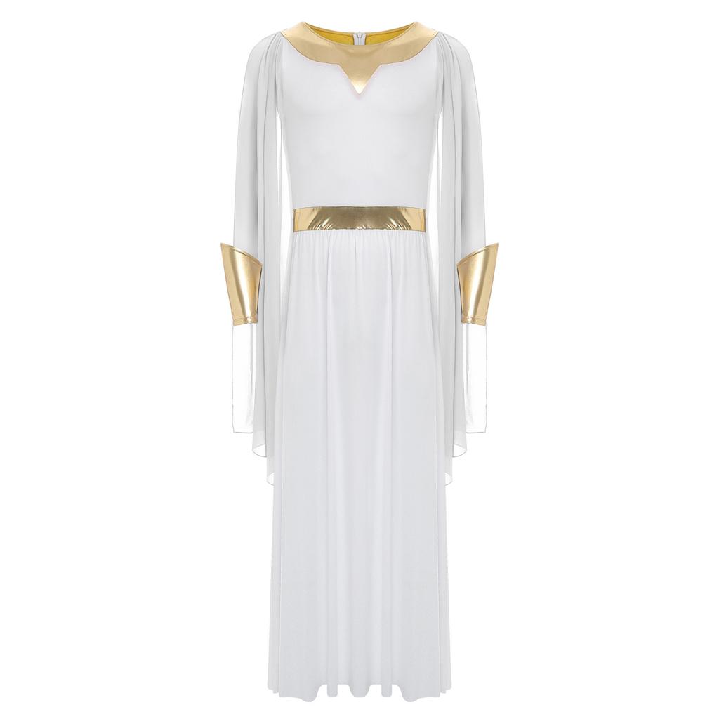 Herren Toga Kostüm Halloween Cosplay Faschingskostüm Rundhals Ärmellos Verdeckter Reißverschluss Hinten Schulterdrapierungen Robe