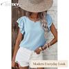 JPNTKY Women's Fashion Casual Solid Color Print O-Neck Short Sleeve Blouses & Shirts