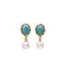 Natural Freshwater Pearl & Turquoise Earrings - Retro Court Style