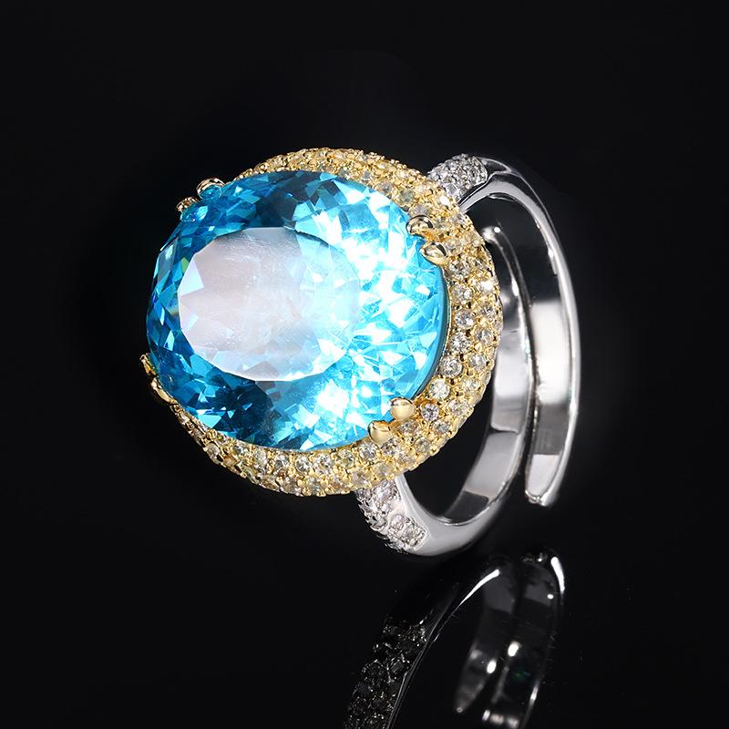 

Ювелирные изделия Медное основание Позолоченное Имитация огранки «Птичье гнездо» Роскошный темперамент Крупное кольцо с бриллиантом в форме яйца Женское 14 * 16