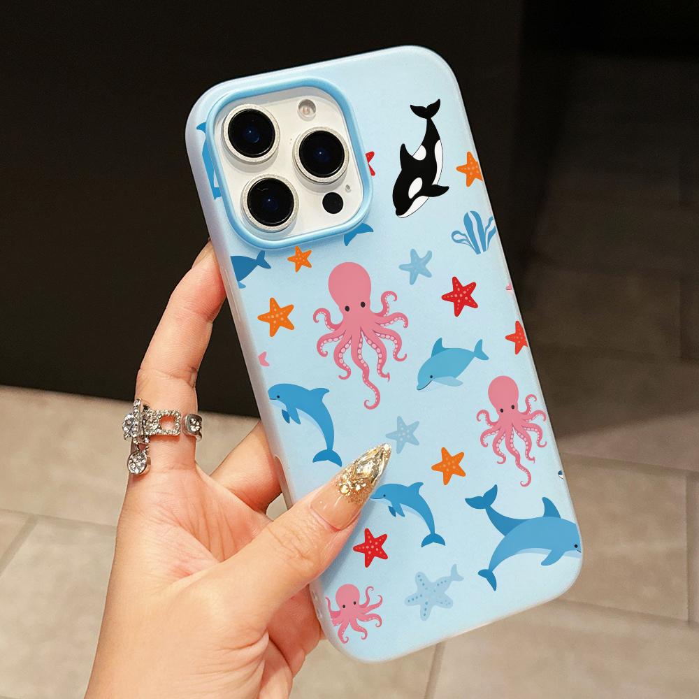 

Animes Puppy Kitten Jelly Double layer Light Blue Mobile Phone Case for iPhone 17 16 15 14 13 12 11 Air Pro Max Plus Protective iPhone 13