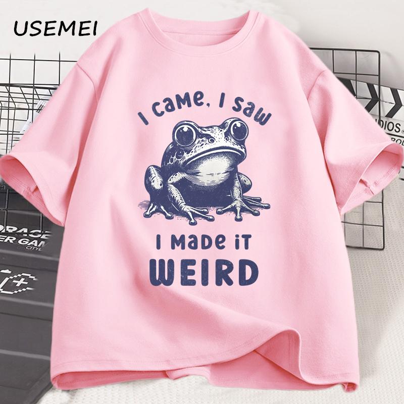 Zrobiłem to dziwne T-shirty Śmieszny dziwny humor T-shirt Żaba Koszulka Frogcore Dziwny nadrukowany T-shirt Odzież męska Streetwear Top