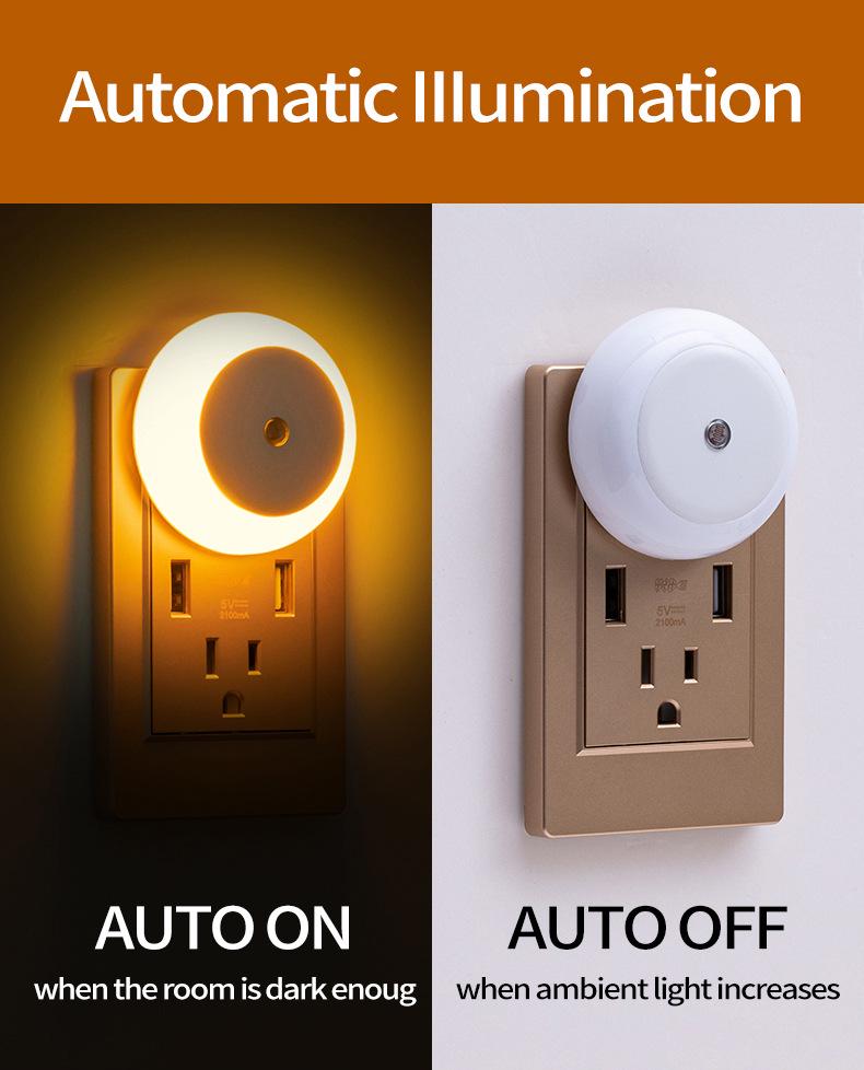 4-Pack EU Plug Light-Controlled Night Lights for Bedroom, Living Room, and Bathroom