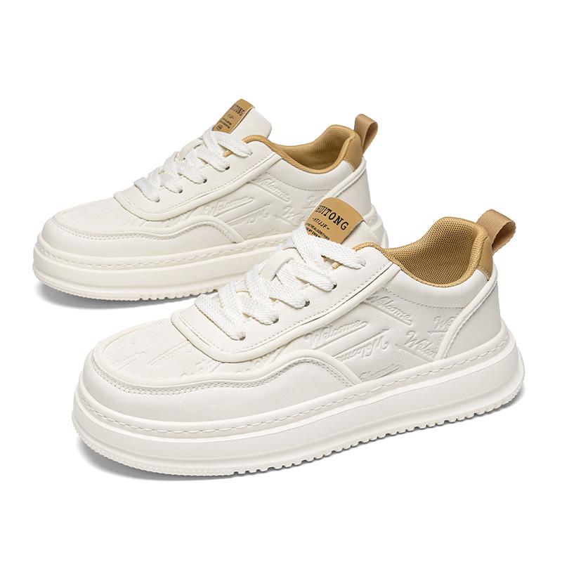 Outdoor anti-slip hiking casual men's shoes - fashionable solid color lace-up sports shoes - thick-soled breathable sports platf