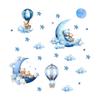 Cartoon Bear Moon Hot Air Balloon Wall Sticker Self Adhesive Decal for Kids Room Living Room Bedroom Home Decoration