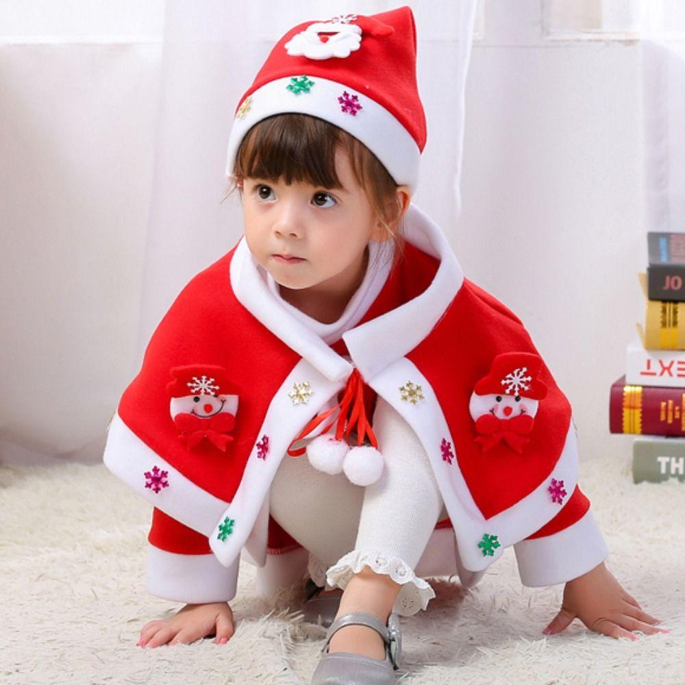 Fleece Children's Christmas Clothes Hat Kids Cosplay Clothes  Boys Girls