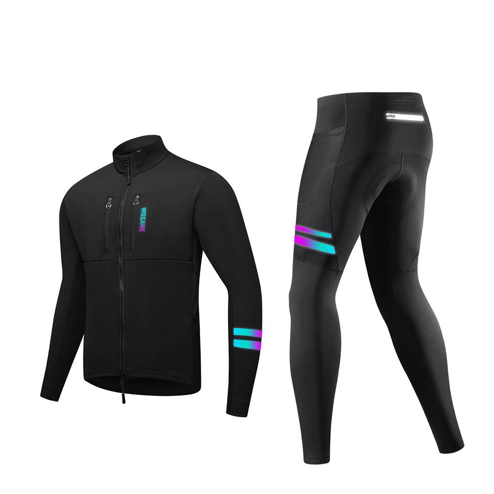 

Wosawe Осенне-зимний мужской флисовый теплый велоджерси ударопрочный дышащий сетчатый дышащий велосипедный шоссейный велокостюм M