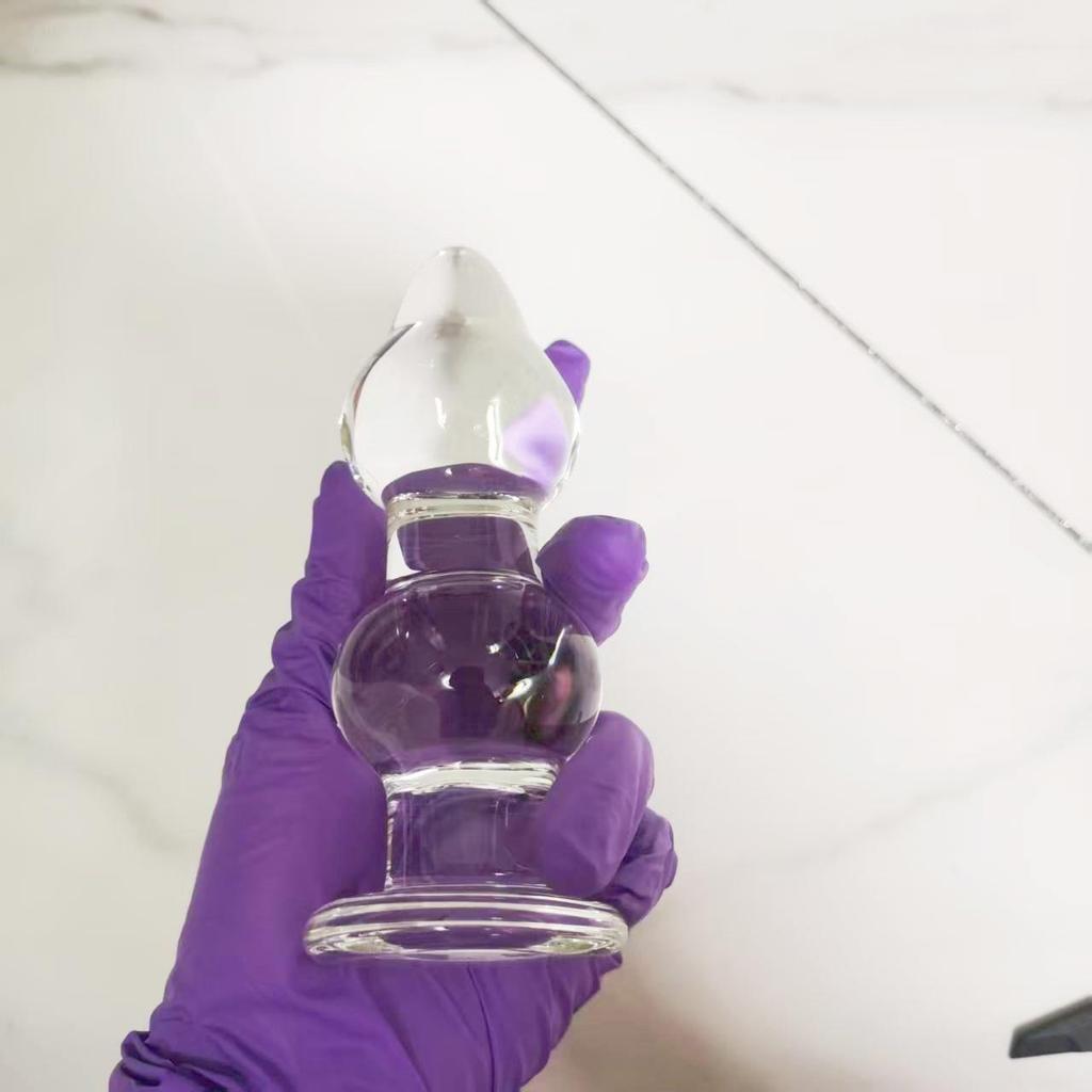 VaHppy Klarglas-Analplugs SM BDSM Sexspielzeug 14 * 4,5 cm 320g Masturbatoren für schwule Mädchen Analmassage-Erweiterungswerkzeuge Spiele für Erwachsene