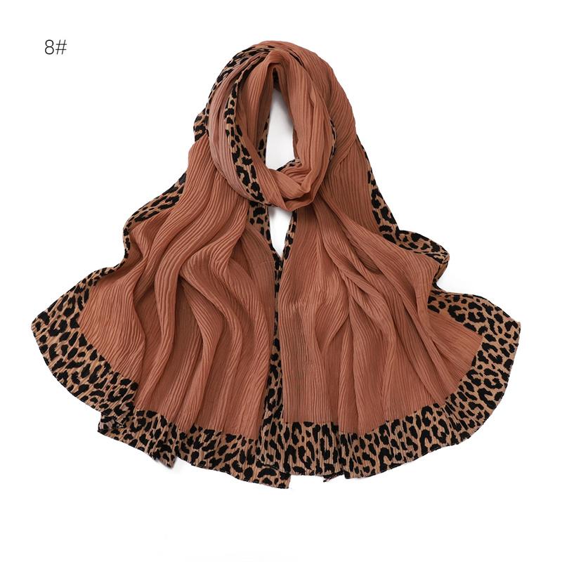 Winter Sexy Leopard Chain Viscose Scarf Wrinkle Pleated Shawls and Wraps Autumn Echarpe Pashmina Bufandas Muslim Sjaal 180*70Cm