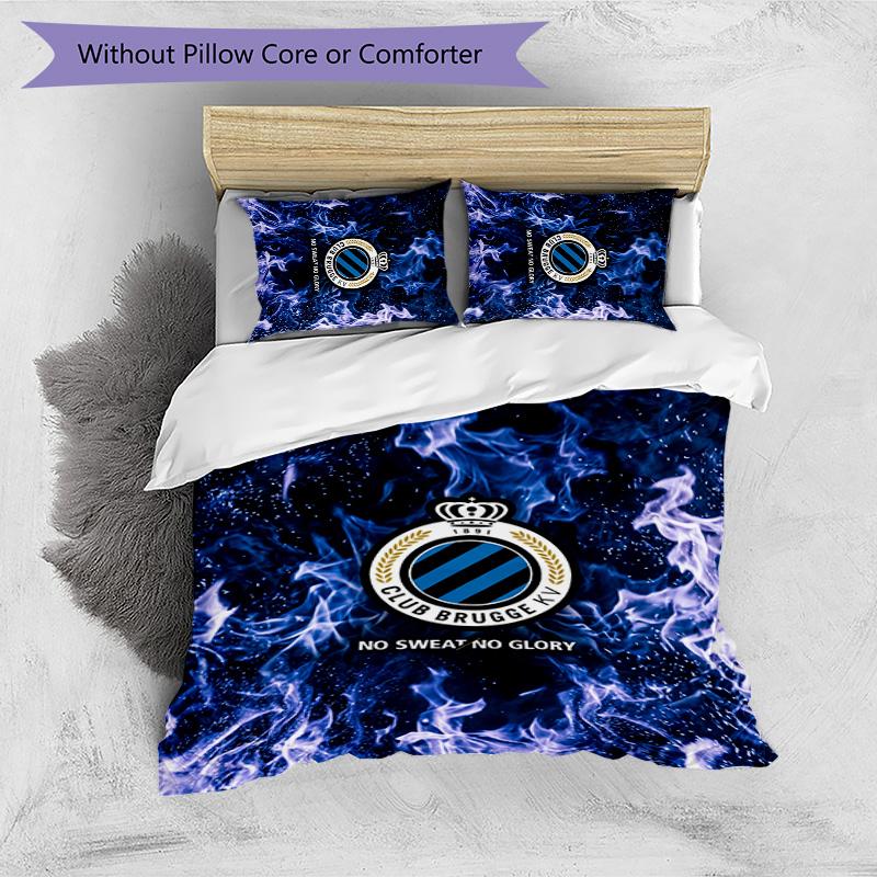 Set Biancheria da Letto 3 Pezzi Stampato FC Club Brugge Traspirante Copripiumino con Federe Biancheria da Letto Decorativa per Camera da Letto Casa