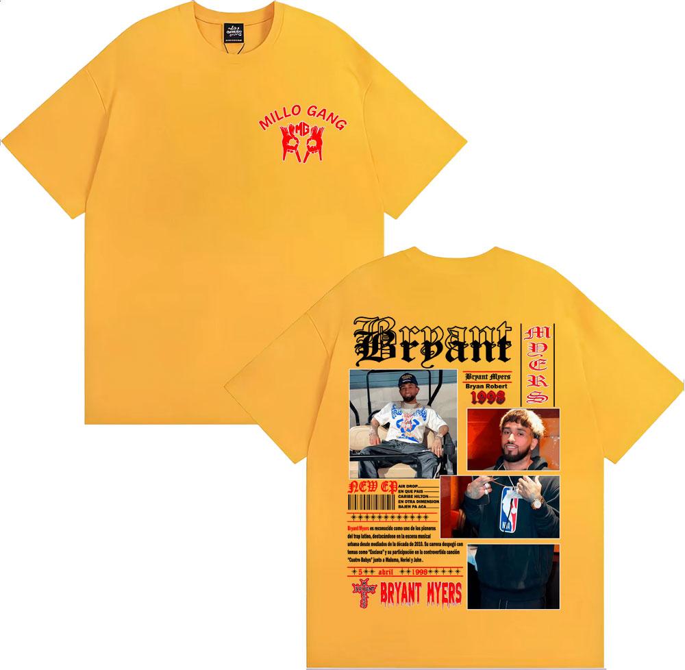 Rapper Bryant Myers Album 2025 Tour Cover T-shirts for Men Harajuku Gothic Streetwear T Shirt Male 100% Cotton Oversized T-shirt